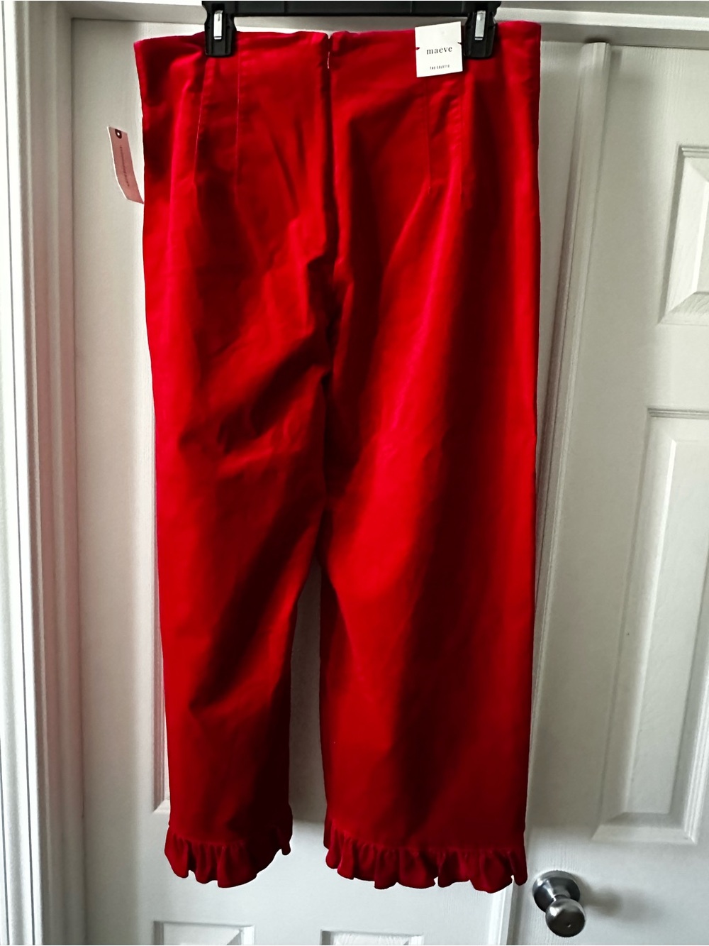Women’s Red Ruffle-Hem Pants - Picture 2 of 4
